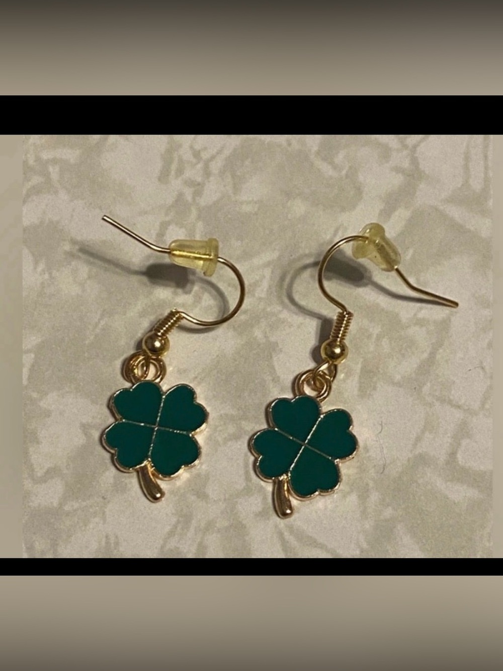 Gold Tone Green Enamel St Pattys Day Clover Pierced Earrings #6475 - Picture 5 of 8